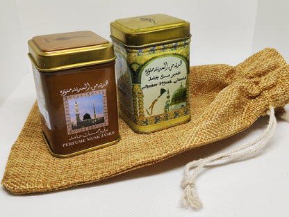 Box: duo of solid perfumes: sandalwood and ambergris