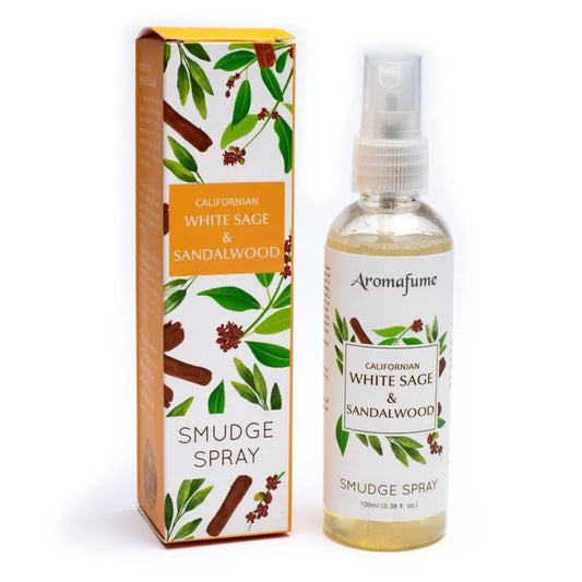 Parfum d'ambiance en spray:  Sauge blanche et Bois de santal  Aromafume
