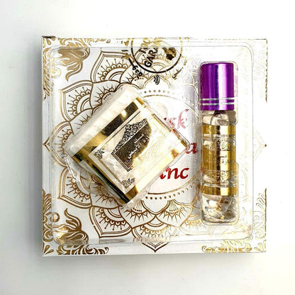 Coffret Musc Tahara blanc: Musc solide + Musc liquide en roll 6 ml