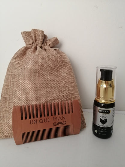 Coffret Homme: huile à barbe 30 ml + peigne à barbe