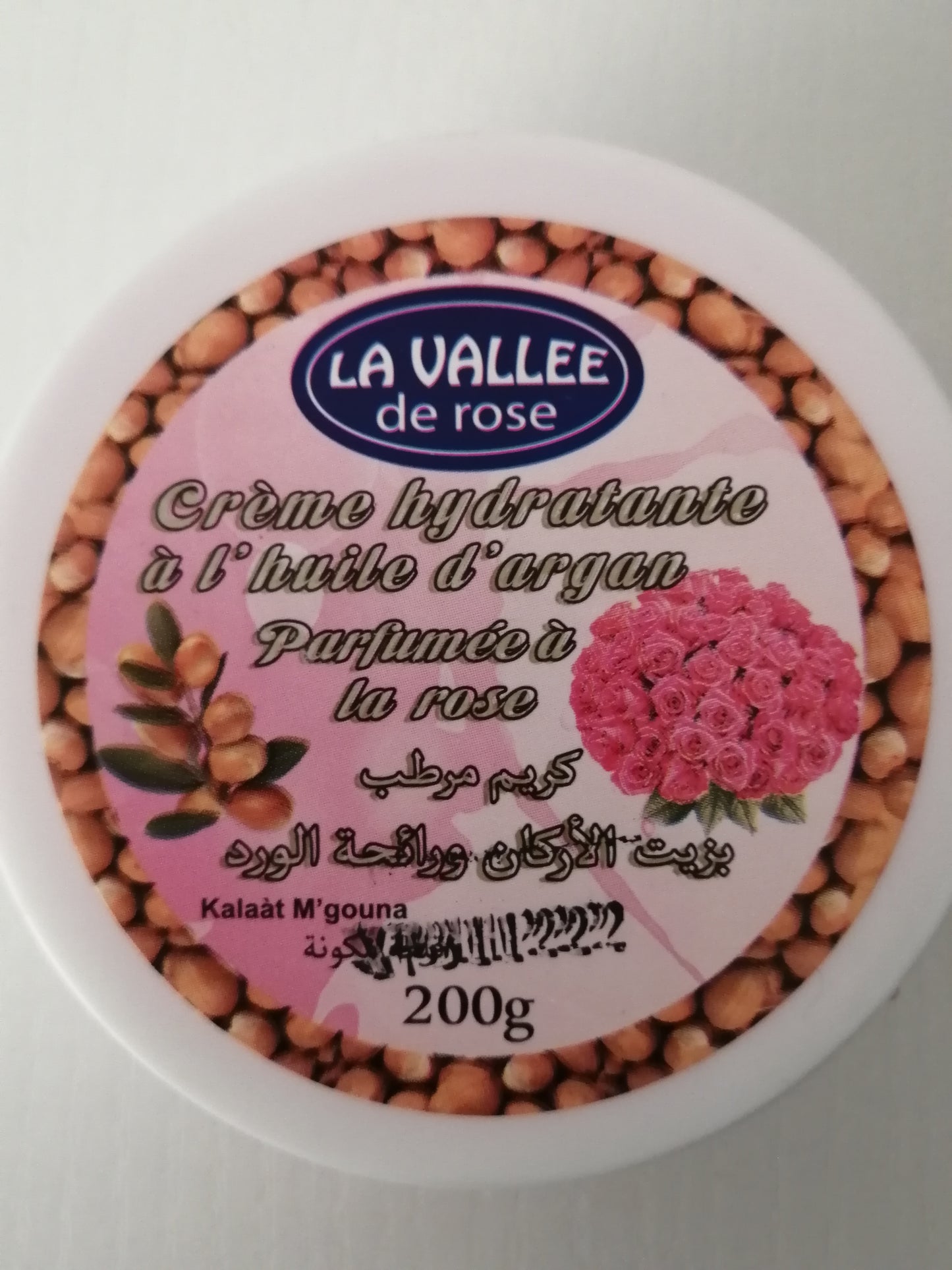Crème hydratante à l'huile d'argan et rose - 200 g
