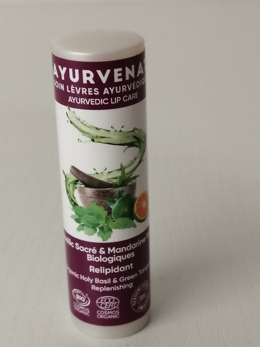 Baume à lèvres BIO Ayruvenat Basilic sacré & mandarine verte