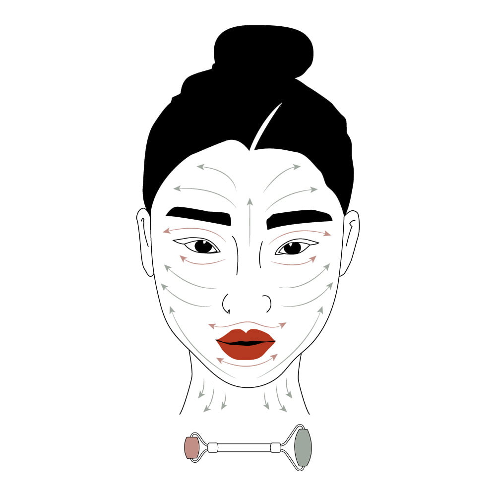 Real rose quartz facial massage roller
